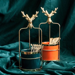VIĆI Gold Deer Nordic Elegant Plant Pot Vase Ceramic Storage Makeup Brush Home Decoration (3)