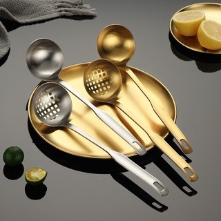 304 Stainless Steel Golden Soup Spoon Hot Pot Spoon Porridge Spoon Colander Soup Ladle Slotted Spoon