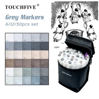 TouchFive 6/12/30 Gray Colors Copic Marker Graphic Art Set
