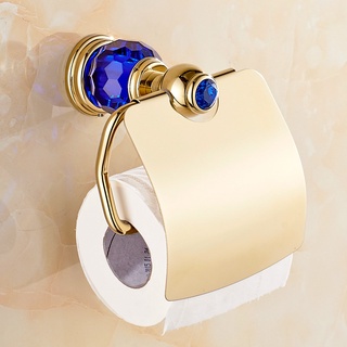 Luxury Zirconium Gold Solid Brass Toilet Paper Holder Polished Towel Bar Crystal Round Base Towel (6)