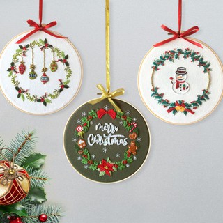 Christmas European-style Flowers DIY Embroidery Ribbon Set Beginners With Embroidery Shed Sewing Kit Cross-stitch Crafts Hand-stitched Decoration