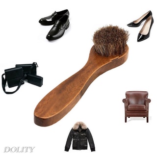 [NANA] Practical Horse Hair Shoe Brush Shoe Shine Polish Buffing Brush Wood Handle