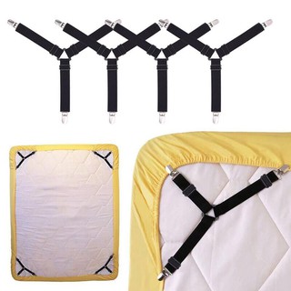 4pcs Bed Sheet Mattress Adjustable Gripper Elastic Clip Holder Strap Fasteners