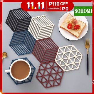 Nordic Round Cup Coaster Set, Silicone Heat-resistant Non-slip Coaster Heat Insulation Coaster, Household Utensils Tableware Table Mat