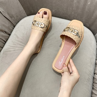 【Queen】Womens Designer Summer Slippers flat sandals Korean Style shoes (9)