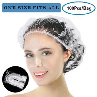 100Pcs Disposable Shower Caps, Hair Processing Clear Plastic Caps for Spa Home Use Hotel and Hair Salon