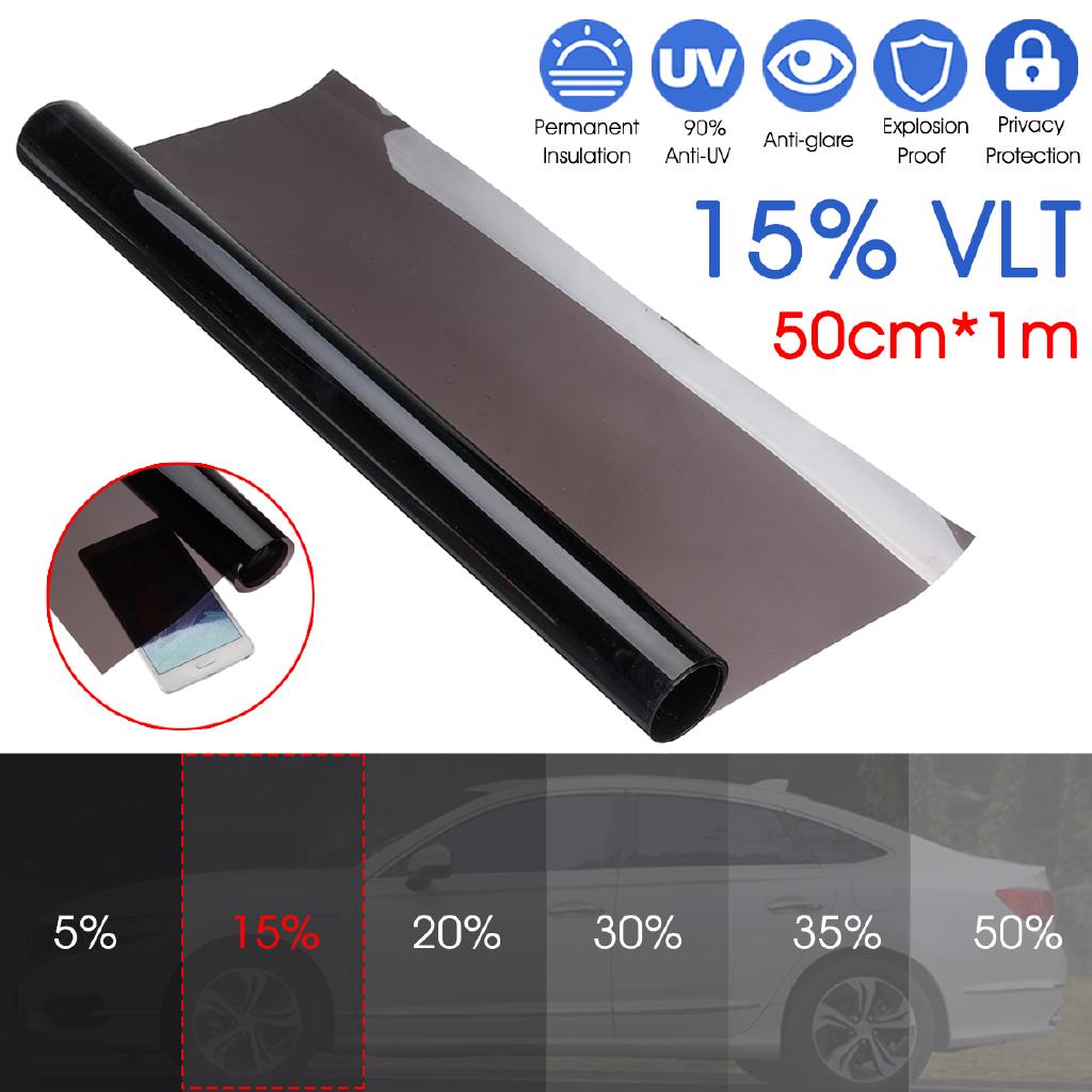 50cmx1m 15% VLT Black Glass Window Tint Shade Film Roll For