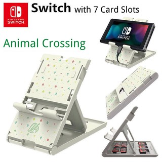 Animal Crossing Theme Mario Nintendo Switch Holder Adjustable Folding Desktop Table Stand Bracket For NS Nintend Switch / Lite with 7 Card Slots