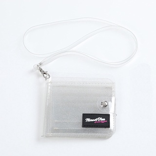 PVC Korea ins Transparent folding hanging neck Mini purse coin Wallet card sleeve School ID Cards