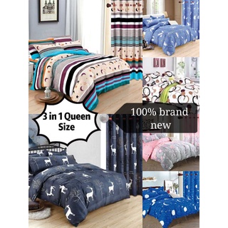 TNC 3 in 1 Bedsheet Set Queen Size (1pc. garterized bed sheet, 2 pcs. pillow case)