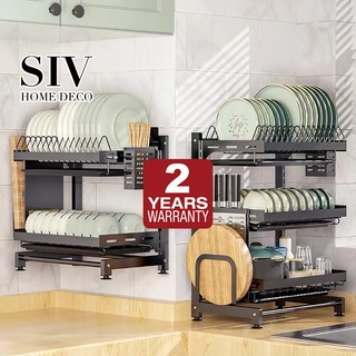 SIV 2-3 Tier 2 -in-1 Hanging & Countertop Dish Drying Rack Wall Mounted Dish Drainer For Kitchen