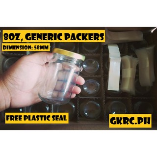 8OZ JAR, GENERIC PACKERS, 24 JARS PER BOX w/free plastic seal