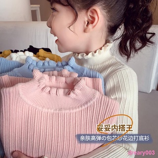 Girls Sweater Winter Children Shirt Solid Color Halter Lace Collar Sweater