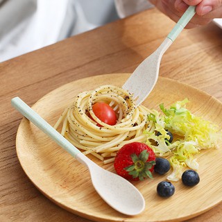 【Hot Sale/In Stock】 Chopsticks, fork and spoon set comes with folding tableware, wheat straw, enviro (9)