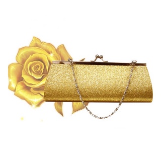 【Local Stock】Women Glitter Clutch Purse Evening Party Wedding Banquet Handbag Shoulder Bag (Gold) (5)