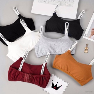 Girls tube top Teens Bra For Girl Kids bralette tops wrapped chest cotton three-breasted letter belt camisole gathered bra stude Affordable