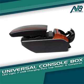 Car Armrest Universal Storage Box with 7 LED USB Charging Port Premium