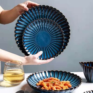 Nordic Plate Set Blue Ceramic Plate Dinner Plate soup plate Ceramic Plates Dinnerware
