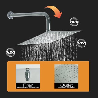 Ultra-thin Stainless Steel Top Spray Bathroom Pressurized 6 "-10" Inch Square Heavy Rainfall Shower Head (3)