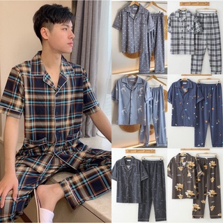 Sleepwear for Men Shortsleeve Pajamas L-3XL Set Cotton