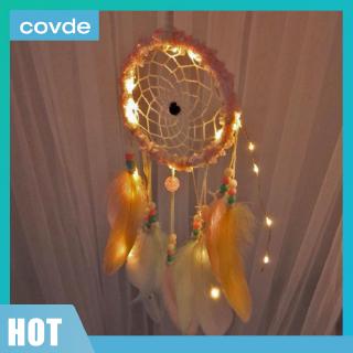 Romantic Feathers Beads Light Dream Catcher Hanging Pendant Bedroom Decor