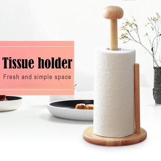 Paper Towel Holder Wooden Roll Paper Towel Holder Tissue Vertical Stand Napkins Rack for Kitchen Bat