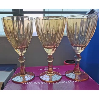 Amber Wine Glass/Goblet (Thick Glass) 6Pcs Set