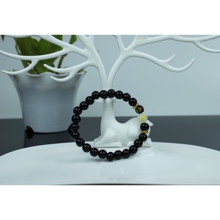 Lucky Charm chinese zodiac black onyx luminous beads bracelet