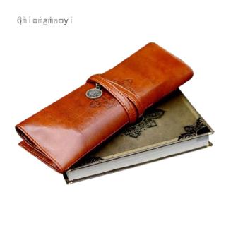 Vintage Retro Pencil Cases Roll Leather PU Pencil Bag Pouch For Stationery School Supplies