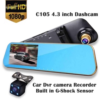 C105 Full HD 1080P Car DVR Double lens Car camera rearview mirror Video Recorder Dash Cam