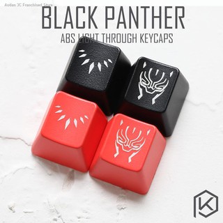 ▪♤ABS mechanical keyboard personality translucent keycap r4 black panther Marvel and red Techara