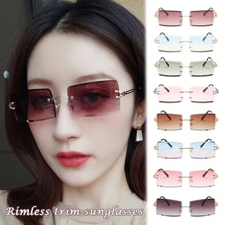 Women's Frameless Square Sunglasses Stylish Retro Photochromic Eyeglasses Gift