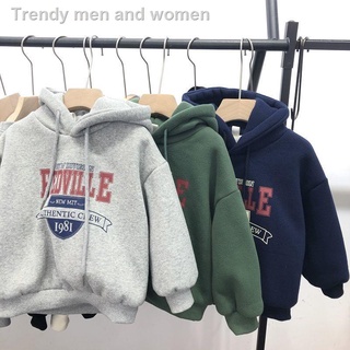 Hot sale✻♂♝Boy s sweater and velvet thickened autumn and winter children s foreign style jacket, winter hooded pullover jacket, baby trendy children s clothing