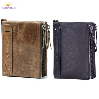 Fashion New Genuine Leather Men Wallet Short Coin Purse Small Vintage Wallets
