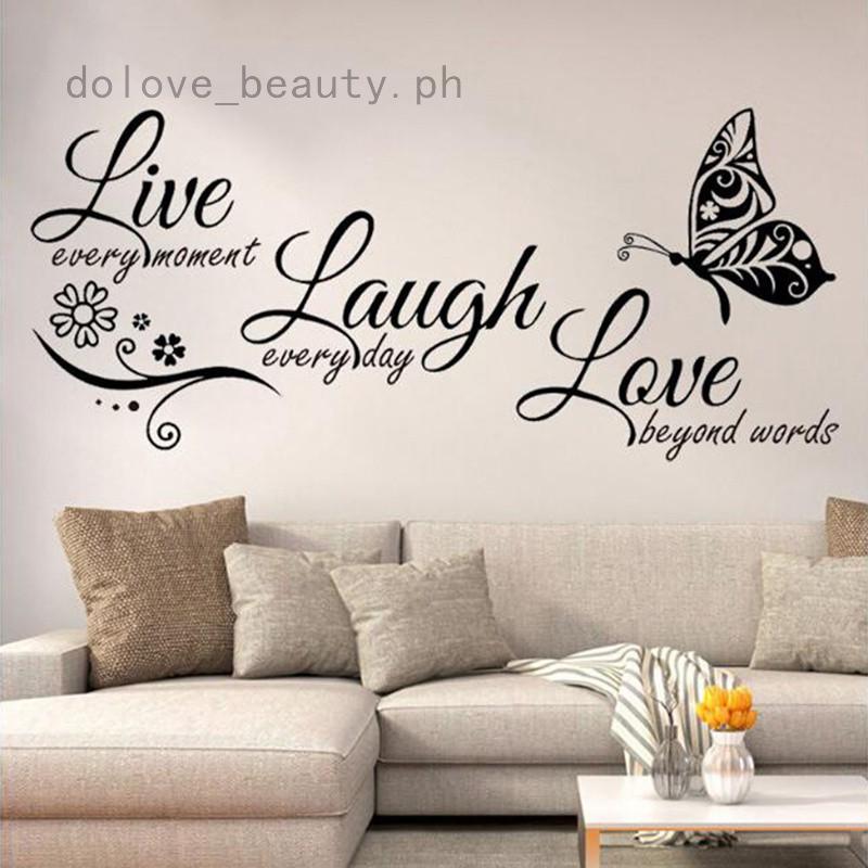 Live Laugh Love Butterfly Flower Wall Sticker Decals Living Room Bedroom Decor