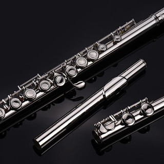 Western Concert Flute Silver Plated 16 Holes C Key Cupronickel Woodwind Instrument with Cleaning 0Fu (3)