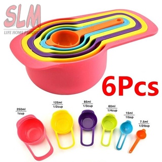 6 PCS / SET Rainbow Colored Measuring Cups and Spoon Stackable Combination Kitchen Measuring Cup
