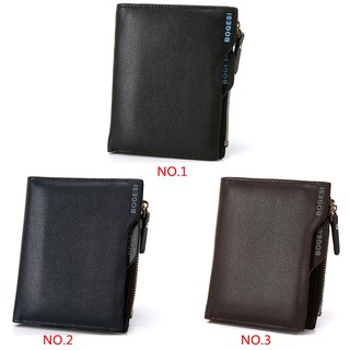 happyTescoVertical Men's ID Cridit Card Slots PU Bifold Style Short Wallet Zipper Purse tdog (2)