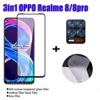 3in1 OPPO Realme 8 Tempered Glass Film +Back Film+Camera Lens Film For Realme 8 pro Glass Protection Film