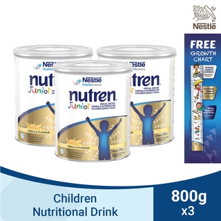NUTREN Junior Powdered Nutritional Formula for Children 800g with Free Growth Chart - Pack of 3 (1)