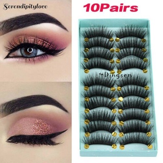 [24Hs Delivery] [Dingsen]10 Pairs 3D Faxu Mink Hair False Eyelashes Wispy Fluffy Lashes Extension
