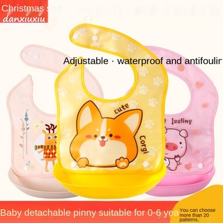 cod✸◑ஐChristmas show dinner bib infant children waterproof bib aprons soft eating and feeding baby b