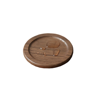 Japanese wooden coaster set black walnut solid wood round meal mat heat insulation pad 8.8cm (7)