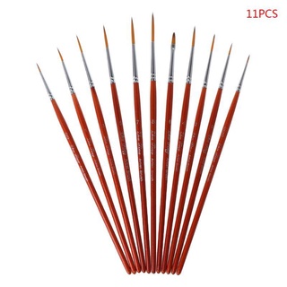 JOY 11pcs/set Professional Detail Paint Brush Fine Pointed Tip Miniature Brushes For Acrylic Watercolor Oil Drawing Kits