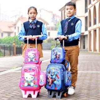 COD#3in1 9D Trolley Backpack Fashion School Trolley Good quality (1)
