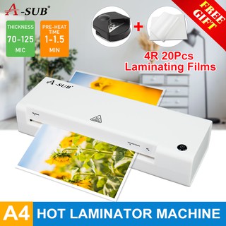 （Free 20pcs laminator film）A4 White Square Laminating Machine Laminator With EU PLUG Corner Roun