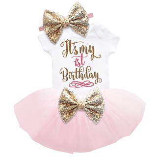 1 Year First Birthday Baby Dress for Girl Infant Party Wear Toddler Summer Kids Clothes Princess