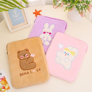 Brown/pink/purple Cartoon Rabbit Bear Pattern Soft 11 Inch Tablet Storage Bag Protective Case for Women