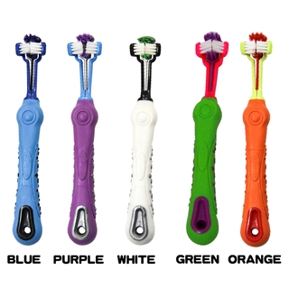 【✈Ready Stock & COD✈】Pet Toothbrush Three Toothbrush Multi-angle Cleaning for Large Dogs Toothbrush (4)