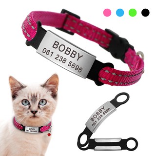 Nylon Safety Cat Breakaway Collars with Personalized Slide On Pet Name ID Tag